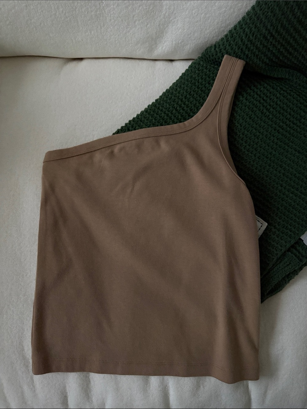One-Shoulder Brown Women's Tank Top